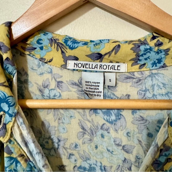 Novella Royale Romper Blue Rose Luna Floral Pattern Wide Sleeve Boho Small - Picture 3 of 7